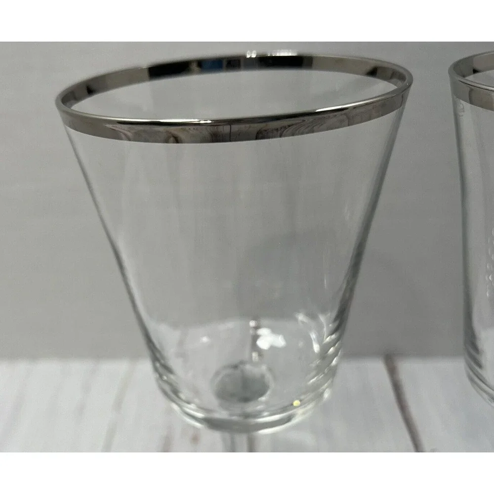 2 Vintage Lenox Solitaire Water Goblets Platinum Trim Fine Crystal USA Set
